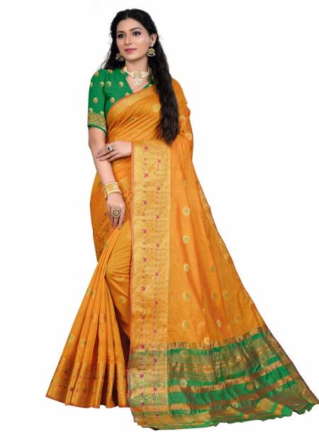 Orange Colour ASHIKA LOTUS BUTTA 3 Designer Latest Festive Wear Cotton Silk Saree Collection 652